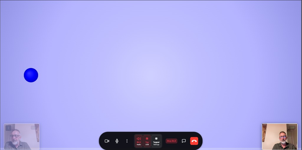 Example client view in an online EMDR session with bilateral stimulation and a small therapist video
