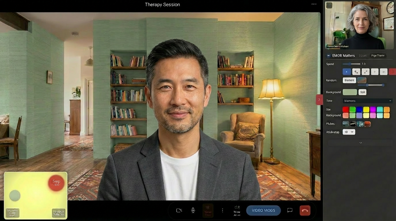 Therapist view with client video and BLS controls